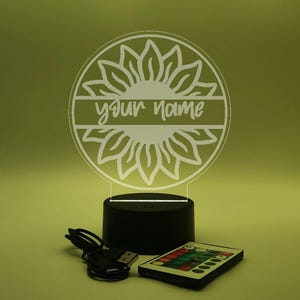 Sunflower Themed Custom Light Up Name Sign | LED Lamp | Desk Lamp | Nightlight