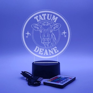 Cow Themed Custom Light Up Name Sign | LED Lamp | Desk Lamp | Nightlight