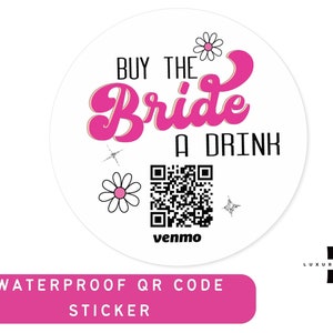 Retro Bachelorette Venmo Stickers: Waterproof QR Code, 70s Theme