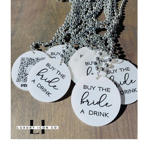 Mardi Gras Bachelorette Nola Bach Bash Bride a Drink Venmo the Bride Bachelorette Party Bead Necklace QR code Bachelorette party