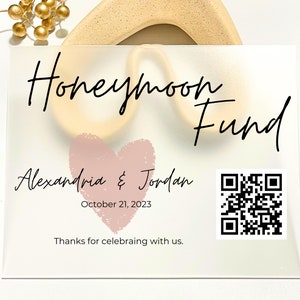 Qr code Honeymoon Fund, Honeymoon Fund QR code Wedding Sign, Cash Fund QR Code for Weddings, QR Code Honeymoon Sign, Honeymoon Fund Sign
