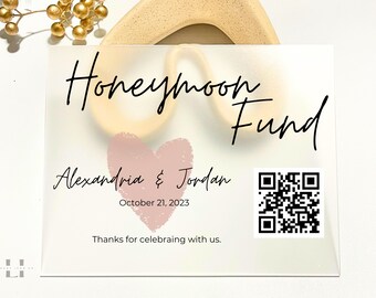 QR Code Honeymoon Fund Sign, Acrylic Wedding Sign