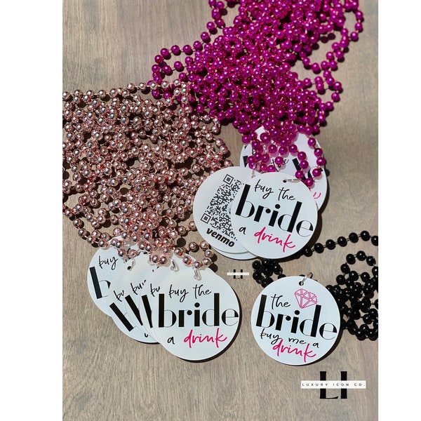 QR code Bach to the 90's Bachelorette Venmo Necklace, Vegas Bachelorette Party, Buy the Bride a Shot, Venmo Bachelorette Beads Mardi Gras