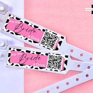 Disco Cowgirl Bachelorette Wristband Venmo Sticker Bachelorette Cow print Bachelorette Party Favor Venmo Stickers QR Favor