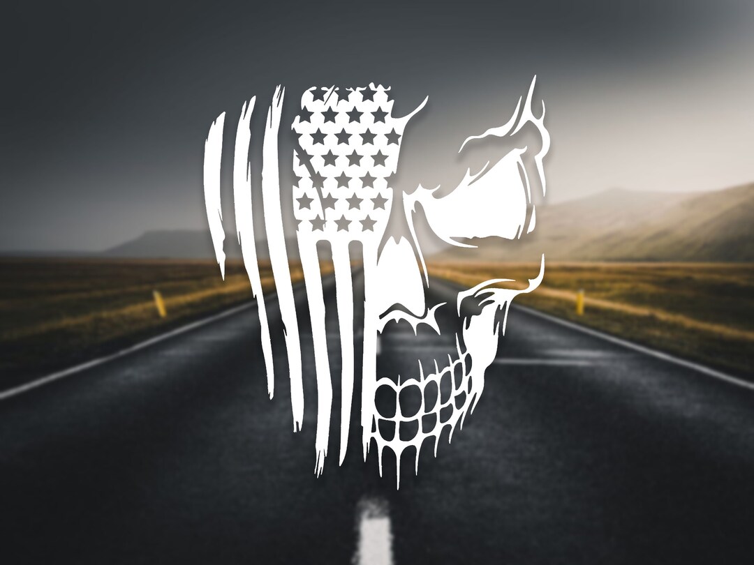 American Flag and Skull Decal Skull Decal Vinyl Decal for - Etsy