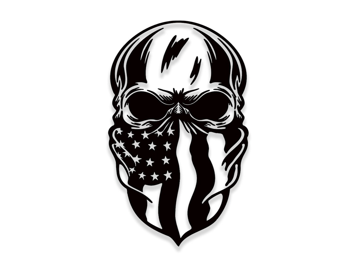 Skull American Flag Bandana Vinyl Decal American Flag Biker Etsy