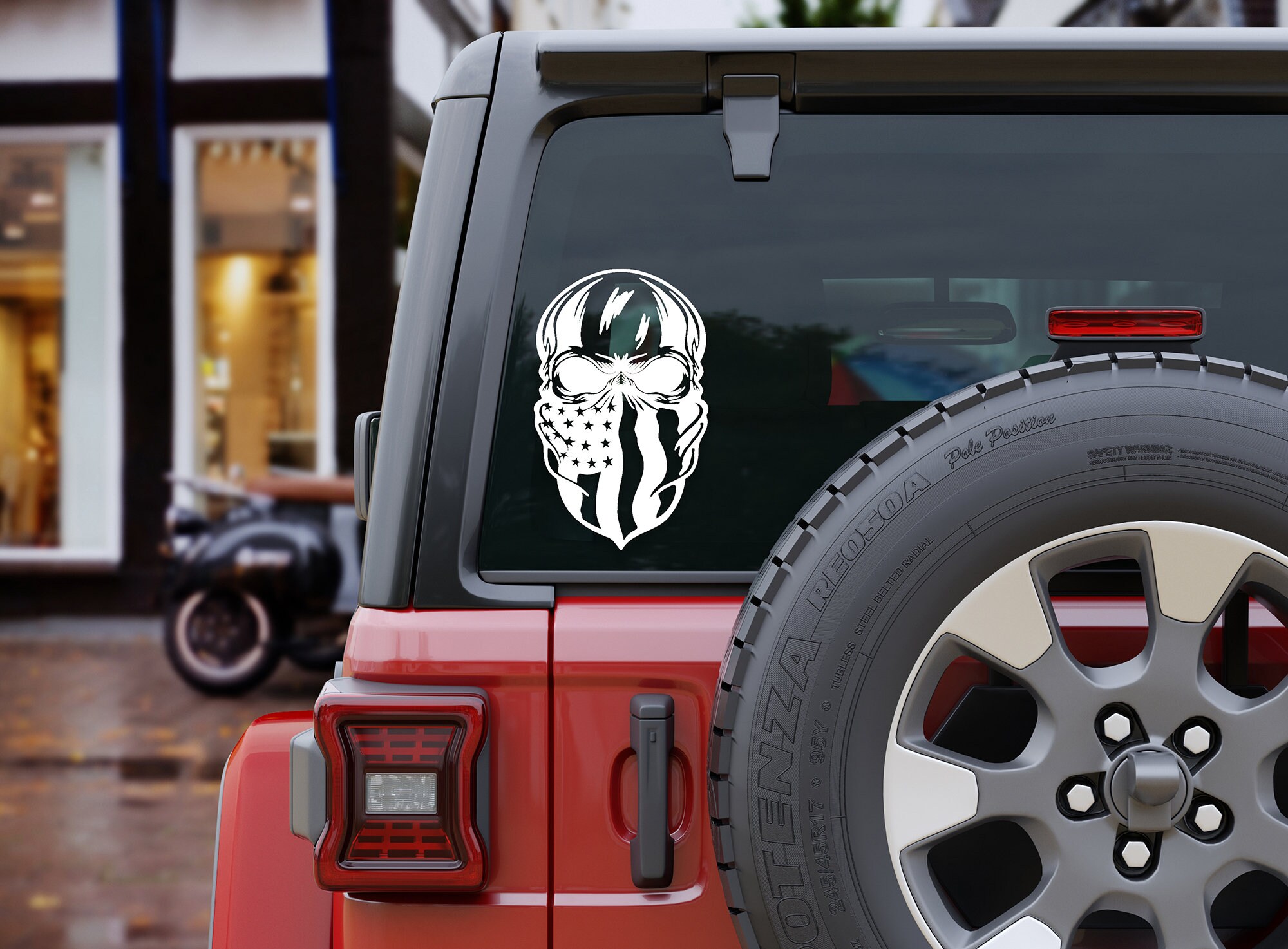 Skull American Flag Bandana Vinyl Decal American Flag Biker Etsy