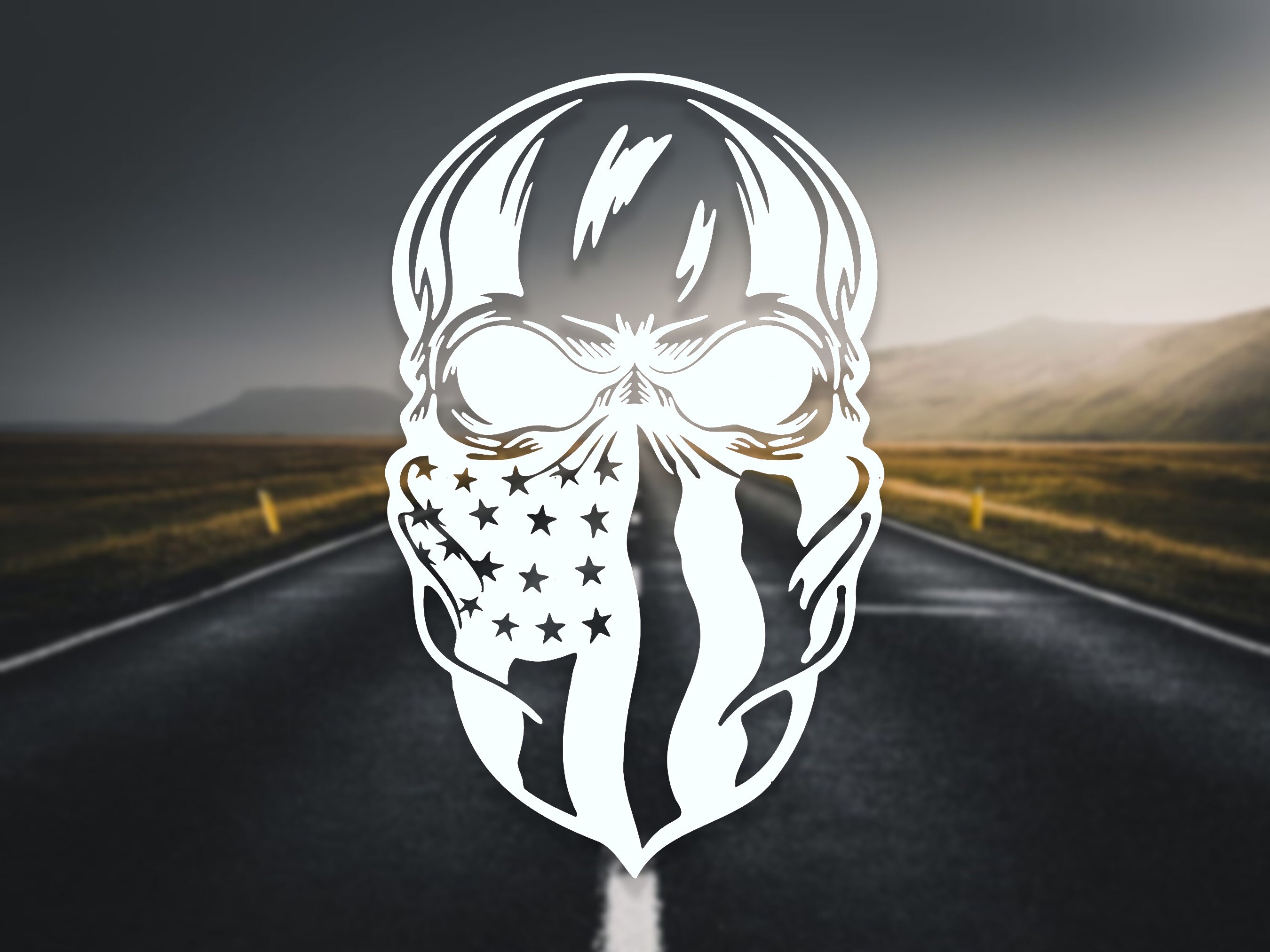 Skull American Flag Bandana Vinyl Decal American Flag Biker Etsy