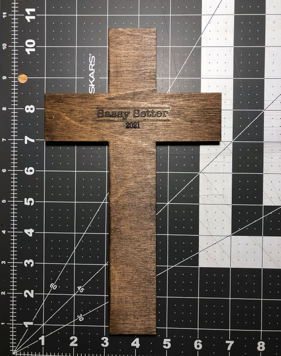 Laser Engraved Cross - Organic Wood Cross With Verse - Laser Cut