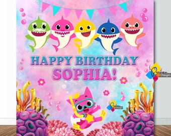 Baby Shark Banner Baby Shark Birthday Banner For Boy Girl Etsy