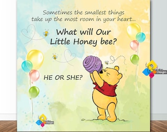 Printable Winnie The Pooh GENDER REVEAL Backdrop. Boy or Girl / He or She Party Decoration. Gender Reveal Digital Banner. Instant Download