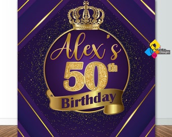Printable PURPLE And GOLD King Backdrop. Purple Luxury Background. Gold Crown Backdrop. Birthday Party Decor. Custom Purple 8x8 Feet Banner