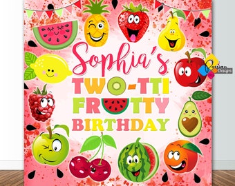 Printable Two-tti Frutti Backdrop. Custom Tutti-Frutti Birthday Banner. Tutti-Frutti Digital Background. Frutti 2nd Birthday Party Decor