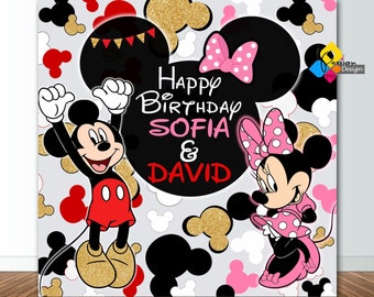 Printable MICKEY And MINNIE Mouse Birthday Backdrop. CUSTOM Mickey And Minnie Mouse Party Decor. Mickey And Minnie Mouse Birthday Banner