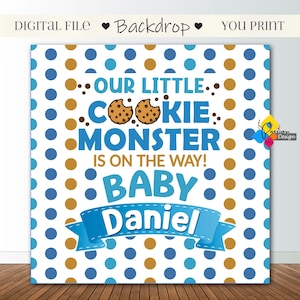 Fondo imprimible para baby shower con diseño de galletas. Banner personalizado para fiesta de galletas. Fondo digital para baby shower con diseño de galletas. Temática de galletas. Decoración para fiesta de galletas