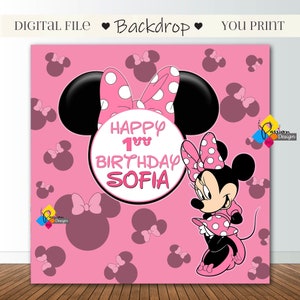 Printable Pink MINNIE MOUSE Birthday Backdrop. CUSTOM Minnie Mouse Pink Party Decoration. Minnie Mouse Birthday 6,5'x6,5' Party Banner