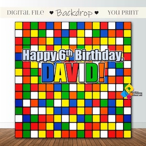 Printable RIBIK&#39;S CUBE Backdrop. Rubik&#39;s Cube Birthday Party Decor. Rubik&#39;s Cube Theme Birthday Banner. Custom Rubik&#39;s Cube Party Background