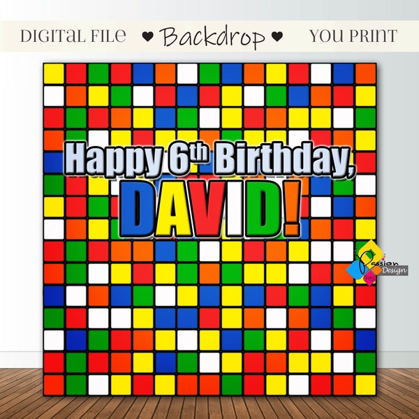 Printable RIBIK'S CUBE Backdrop. Rubik's Cube Birthday Party Decor. Rubik's Cube Theme Birthday Banner. Custom Rubik's Cube Party Background