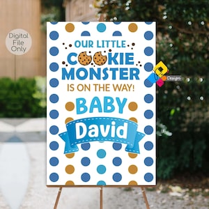 Cartel de bienvenida para baby shower con galletas imprimible. Letrero de bienvenida con galletas personalizado. Póster digital con galletas. Tema de fiesta con galletas. Diseño de galletas imprimible