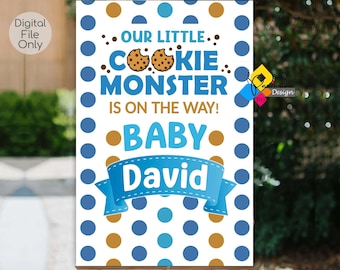 Cartel de bienvenida para baby shower con galletas imprimible. Letrero de bienvenida con galletas personalizado. Póster digital con galletas. Tema de fiesta con galletas. Diseño de galletas imprimible