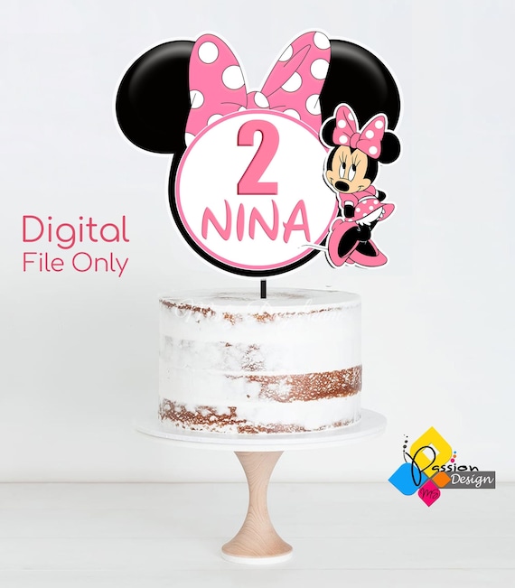 Printable Minnie Mouse Birthday Cake Topper. Custom Name & Age Cake Topper.  DIY Minnie Mouse Birthday Cake Topper. Minnie Mouse Centerpiece 