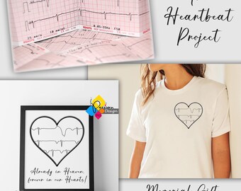 Digital Real Heartbeat EKG/ECG Graphic for Cricut Cutout, T-shirt, Mug PNG, Pdf File. Actual Heartbeat Project. Memorial Gift. Sympathy Gift