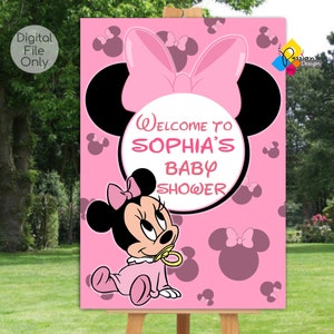 Printable MINNIE MOUSE Baby Shower Welcome Board. Custom Baby Minnie Mouse Welcome Sign. Digital Minnie Mouse Poster. Minnie Mouse Party