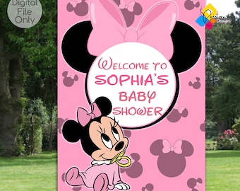 Printable MINNIE MOUSE Baby Shower Welcome Board. Custom Baby Minnie Mouse Welcome Sign. Digital Minnie Mouse Poster. Minnie Mouse Party