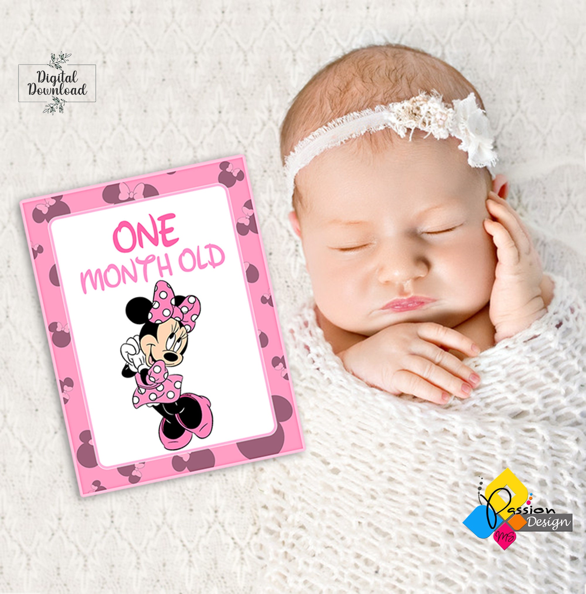 Printable 32 MINNIE MOUSE Baby Girl Milestone Cards. Baby Etsy