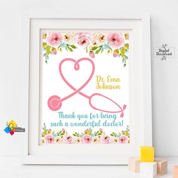 Printable Doctor Name Floral Art Poster. Custom Medical | Etsy
