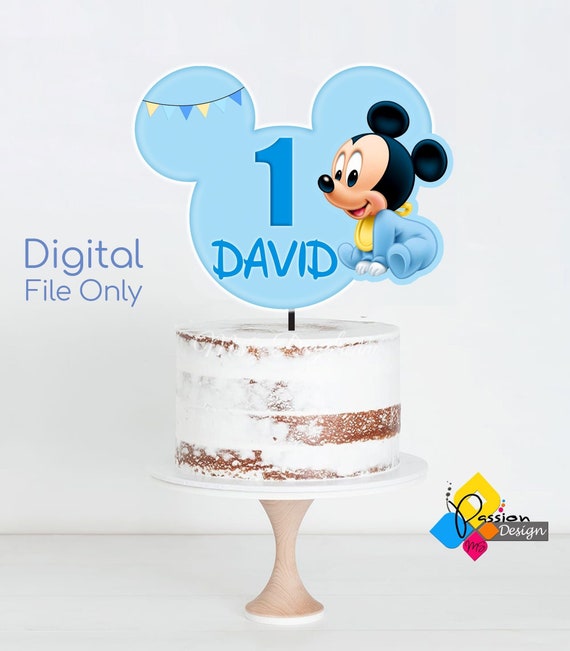 Printable Mickey Mouse Birthday Cake Topper. Custom Name & Age -   Portugal