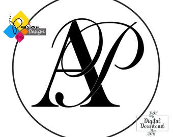 Elegant Wedding Monogram, Modern Wedding Logo, Couple Logo, Wedding Svg, Custom Monogram, Wedding Essential, AP, PA, Digital File