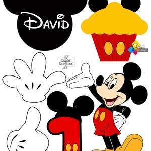 Printable Mickey Mouse Birthday Cake Toppers. Party Centerpieces. Table ...