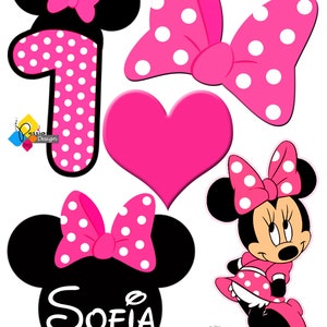 Printable MINNIE MOUSE Hot Pink Birthday Cake Toppers. Party ...