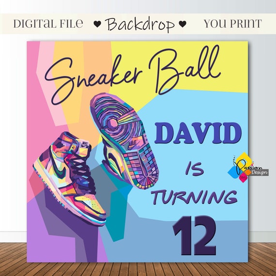 Printable SNEAKER Ball Birthday Backdrop. Digital Sneaker Art - Etsy