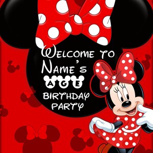 Printable MINNIE MOUSE RED Birthday Welcome Board. Custom Minnie Mouse Welcome Sign. Digital Minnie Mouse Poster. Minnie Mouse Party Decor image 3