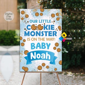 Cartel de bienvenida para baby shower con galletas imprimible. Letrero de bienvenida con galletas personalizado. Póster digital con galletas. Tema de fiesta con galletas. Diseño de galletas imprimible