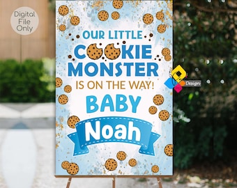Cartel de bienvenida para baby shower con galletas imprimible. Letrero de bienvenida con galletas personalizado. Póster digital con galletas. Tema de fiesta con galletas. Diseño de galletas imprimible