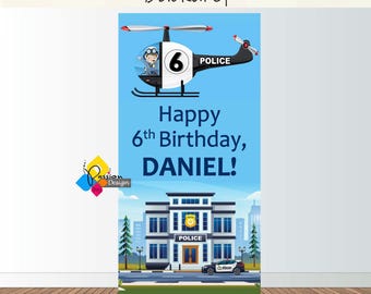 Printable POLICE Birthday Backdrop. Custom Police Party Banner 2' x 4'. Digital Police Station Background. Police Theme. Police Party Decor