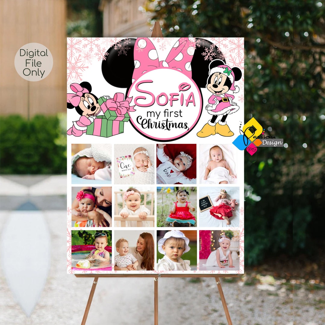 Printable MINNIE MOUSE Baby's First Christmas Photo Poster. Minnie ...