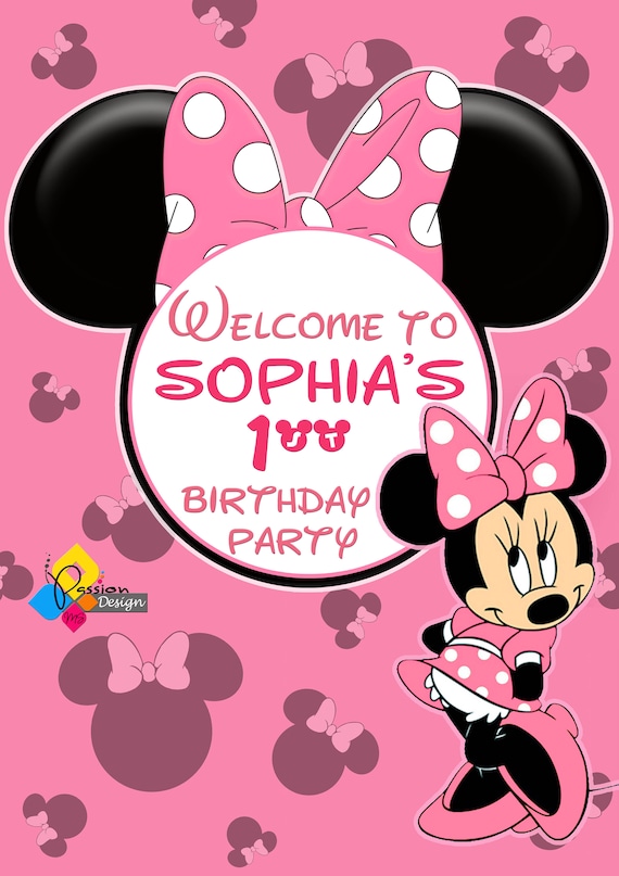 Printable MINNIE MOUSE Birthday Welcome Board. Custom Minnie - Etsy