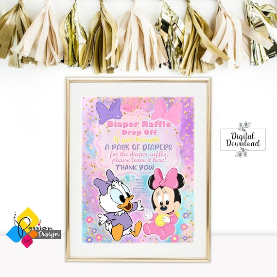 Printable Baby MINNIE Mouse and Baby DAISY Duck Diaper Raffle Sign