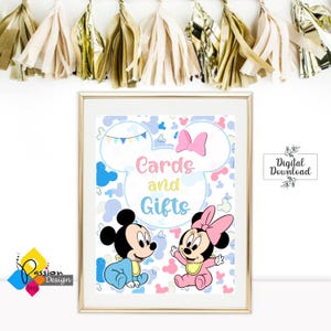 Signe de révélation de genre imprimable pour bébé MICKEY et Minnie MOUSE. Poster livre pour bébé. Panneau pour baby shower Mickey et Minnie. Téléchargement instantané