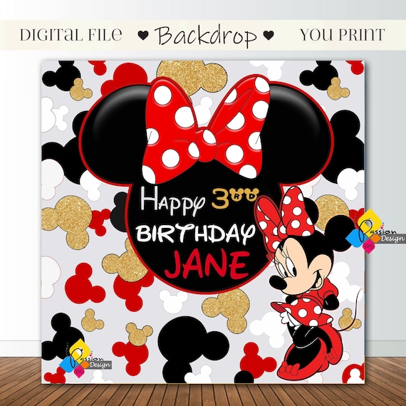 Printable MINNIE MOUSE Birthday Backdrop. CUSTOM Minnie Mouse - Etsy