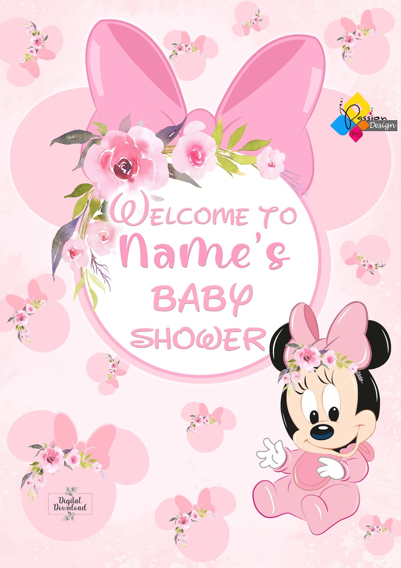 Printable MINNIE MOUSE Baby Shower Welcome Board. Custom Baby - Etsy