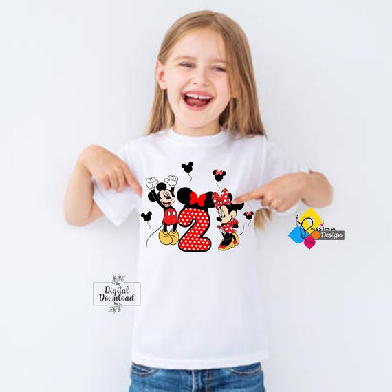 ミッキーとミニーマウス2のTシャツデザイン。ミッキーミニーマウスのT
