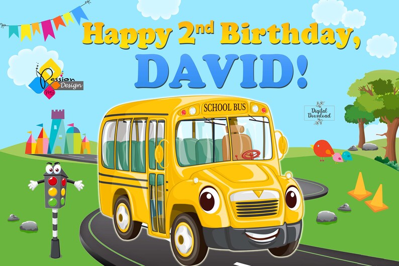 Printable WHEELS on the BUS Backdrop. School Bus Birthday - Etsy Ireland