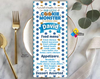 Printable Cookie Birthday Dinner Menu. Custom Cookie Menu Card. Digital Cookie Birthday Menu. Cookie Party Theme. Cookie Design Printable
