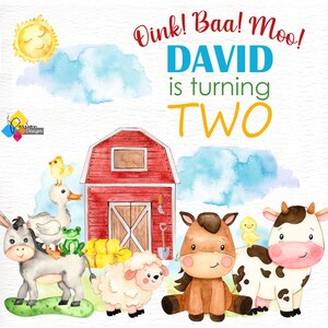 Printable FARM ANIMALS Birthday Backdrop. Custom Farm Party Decor. Cute ...
