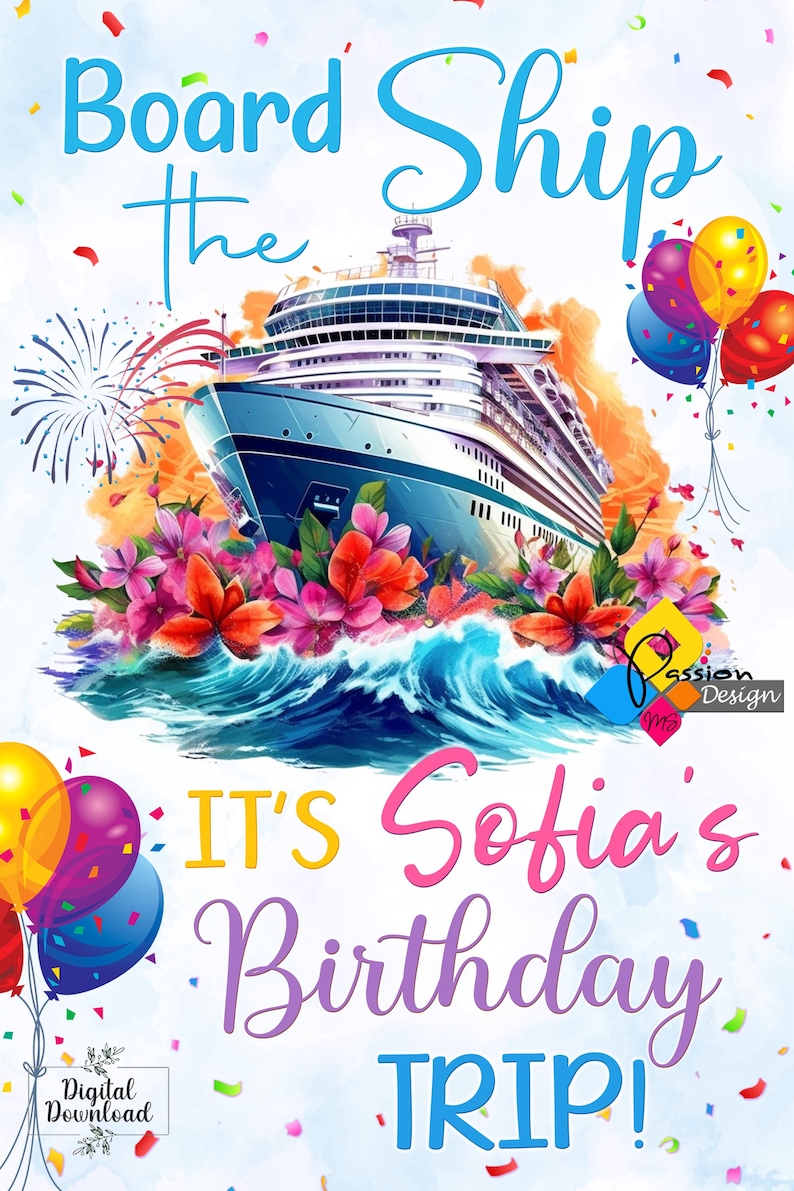 Printable Board The Ship GIRL Birthday Welcome Board Custom Cruise printable-board-the-ship-girl-birthday-welcome-board-custom-cruise